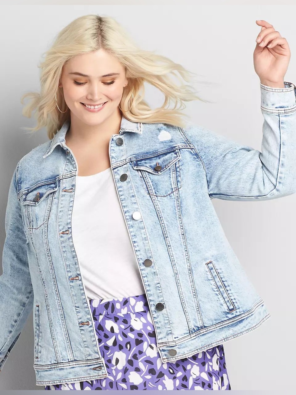 LANE BRYANT ACID WASH DENIM JACKET